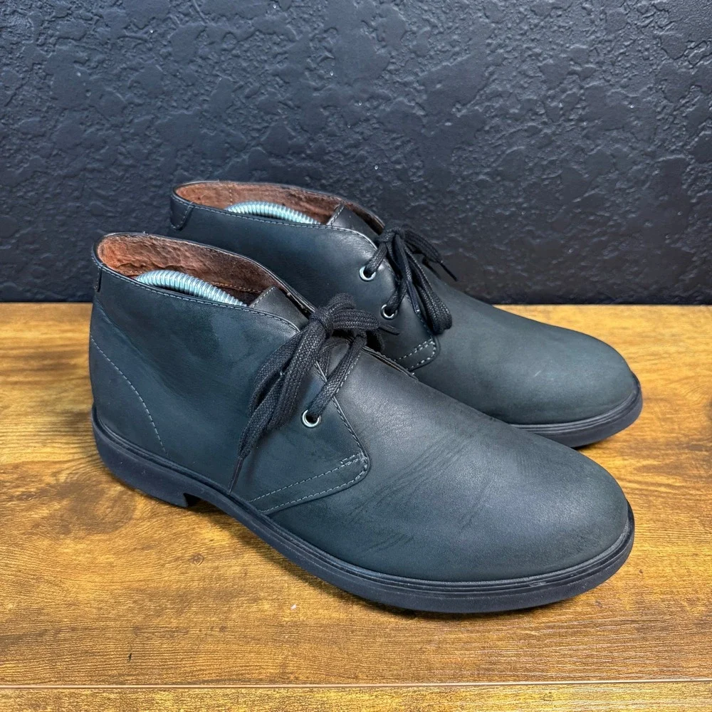 Clarks Bushacre 3 Black Leather‎ Chukka Desert Boots Mens Size 8.5M